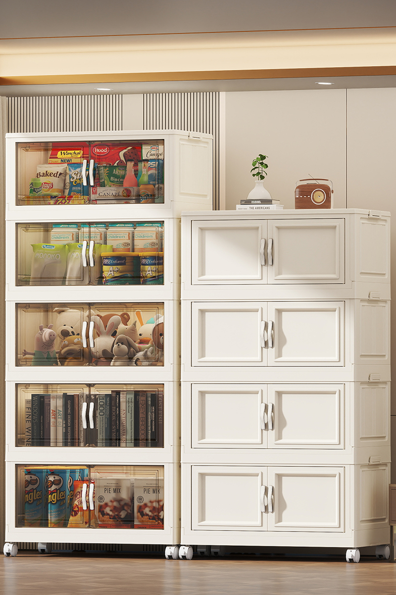 Cream Flat-Door Folding Cabinet